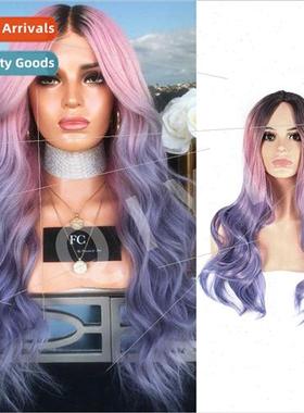 New COS anime color wig in middle long volume two-color blea