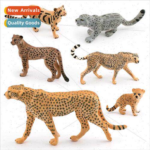 Solid wildlife model cheetah head up clouded leopard African