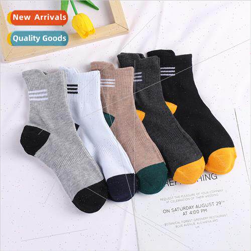 Autumn three bar colorful mid-calf socks Sports and leisure