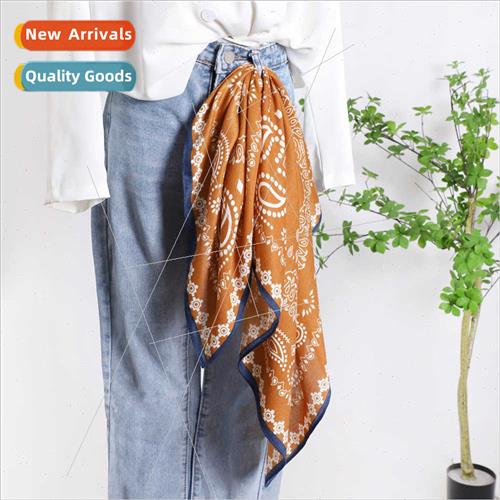 2023 new summer 70*70 people pattern small silk scarf fashio
