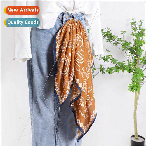 2023 new summer 70*70 people pattern small silk scarf fashio