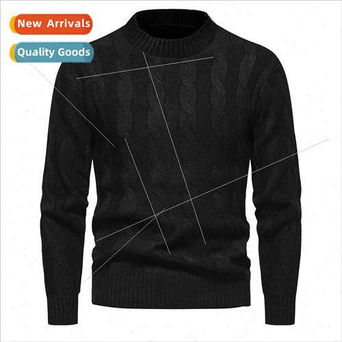 Men sweater 2023 autumn winter new solid color twist jacquar