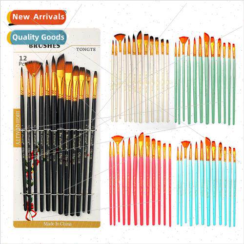 Dual-color nylon bristles 12pcs brushes set watercolor brush