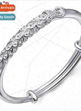 Peacock filigree bracelet young mom silver bracelet 999 brac