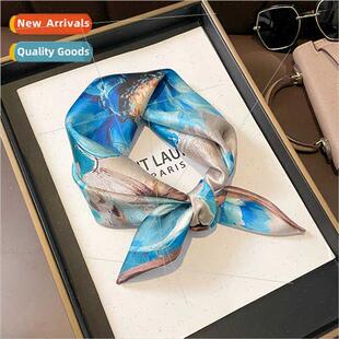 Blue Tea Flowers 53 silk scarf women versatile mulberry silk