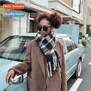 women scarf mohair thickened autumn Classic long plaid