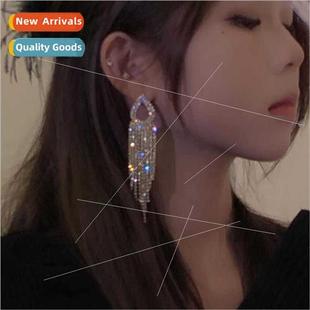 full diamonds long Europe earrings luxury tassel female big