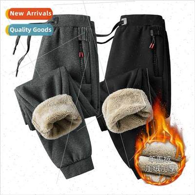 new large size padded thickened sweatpants men lamb wool loo