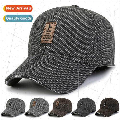 Men hats fall winter tweed baseball cap outdoor simple leisu