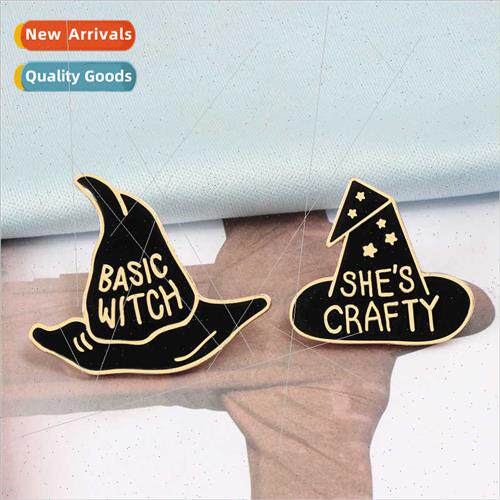 Creative Enamel Brooch Black Punk Hat Alloy Corsage Hallowee