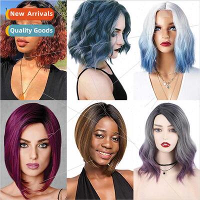 Europe wig women center parted color short o head natural da