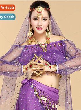 Belly Dance Tops Spring Summer New Indian Dance Sequins Long