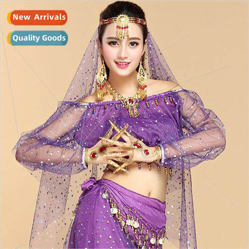 Belly Dance Tops Spring Summer New Indian Dance Sequins Long