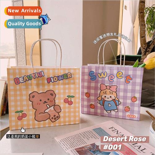 Cute ins exquise gift bags Korea cartoon paper handbags larg