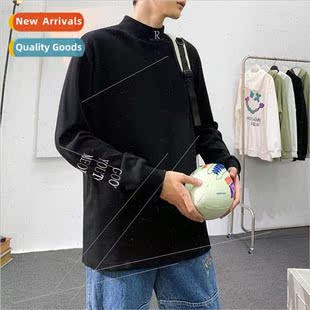 Spring new bottoming shirt round neck de velvet men spring d