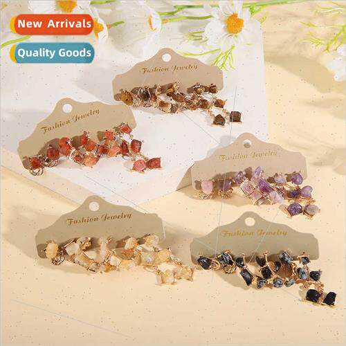 Europe new natural stone earrings creative wild 3 pairs irre