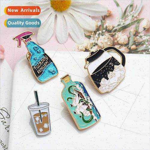 2021 new creative personalized oil drop brooch drink  zinc a