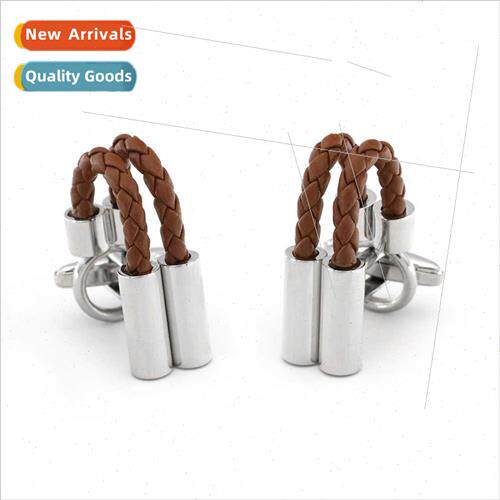 New classic retro brown braided rope cufflinks French button