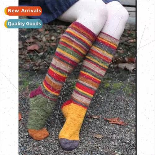 Color Stripe Stockings Women Cotton Socks Casual Colorful Eu