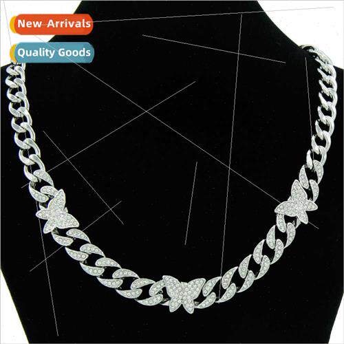 Men personalized patchwork diamond butterfly Cuban chain nec