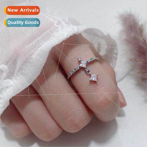 che open ring female Korea simple super shiny zirconia water