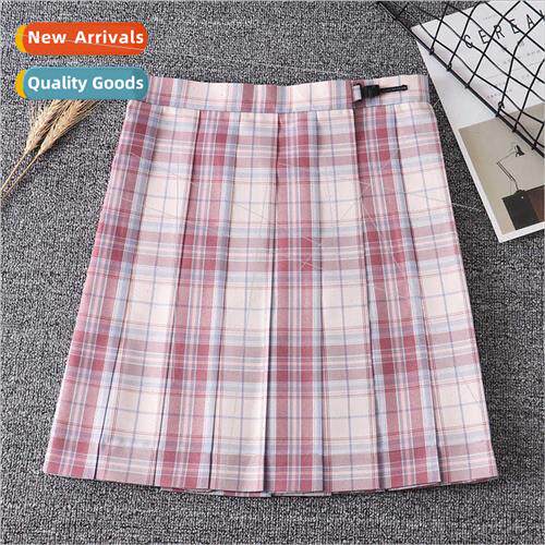 Japan JK folded skirt large pink plaid skirt school unim ski