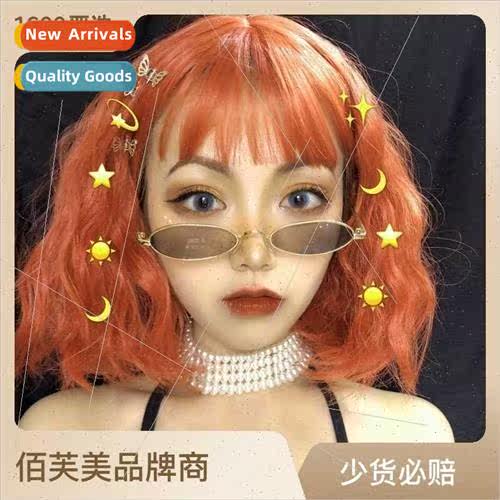 wig female short hair o head round face air bangs corn perm