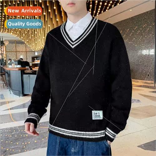 Youth V-neck sweater men winter students bottoming kn sweate