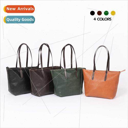 2024 new niche retro leather large-capacy tote bag leather w