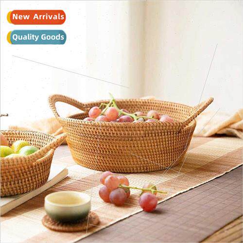 Rattan Storage Basket Fru Tray ving Room Snacks Sundries Can