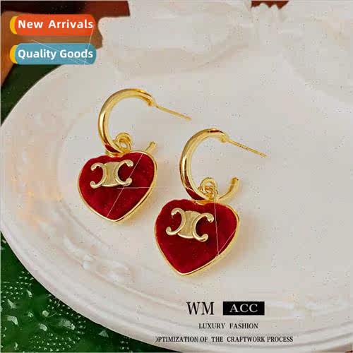 silver needle flocking love letter earrings fashion earrings