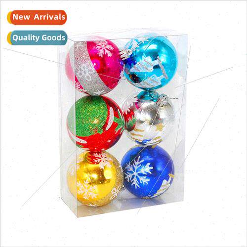7cm Western  Painted Christmas Balls Set Plating Plastic Sno