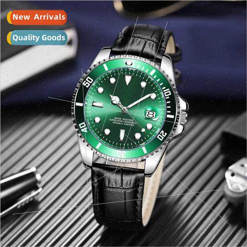Green Aqua Ghost Men Leather Bamboo Pattern High-value Wrist
