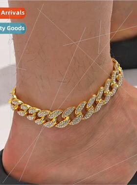 Europe hip hop anklet jewelry full diamond Cuban anklet hiph