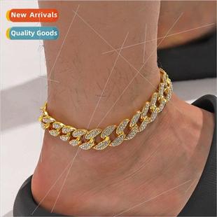 anklet jewelry full Europe Cuban hop diamond hiph hip