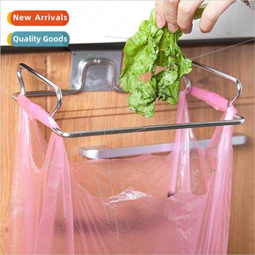 Creative door back stainless steel garbage bag holder storag