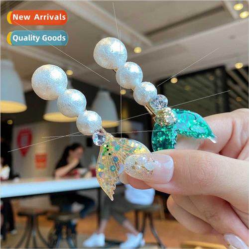 Beauty fishtail pearl hair clips female super fairy side cli