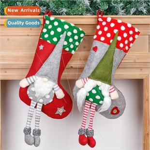 New large Christmas stockings red green polka dot faceless d