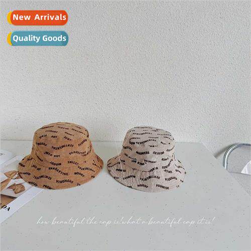 Letter corduroy children fisherman hat Korean  boys girls ba