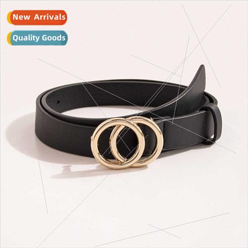 Double-ring buckle Hundred women belt basic  PU imation leat