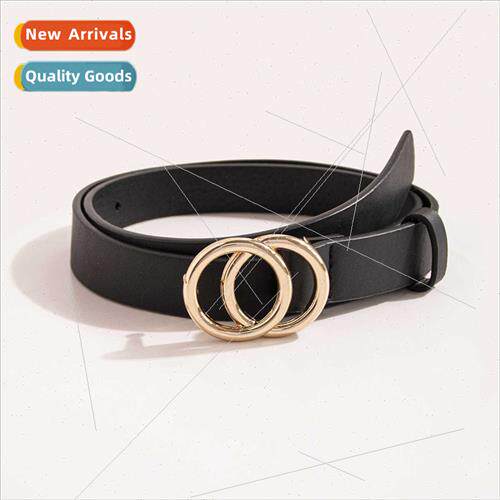 Double-ring buckle Hundred women belt basic  PU imation leat
