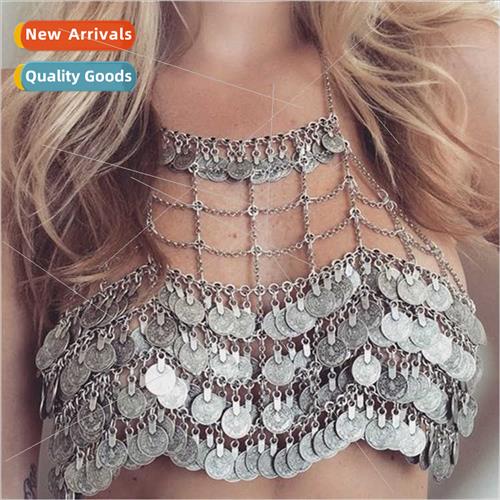 Europe Fashion Coin Body Chain Multi-Layer Coin Tassel Chest