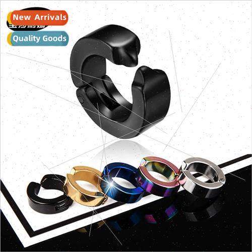 Korean  black punk earrings men -allergic earrings whout ear