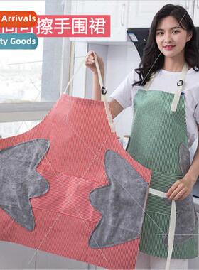 Wipeable hapron female kchen oil-procooking smock waistbmen