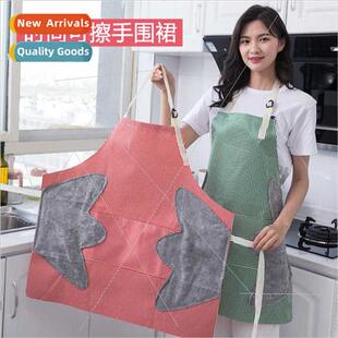 Wipeable hapron female kchen oil-procooking smock waistbmen