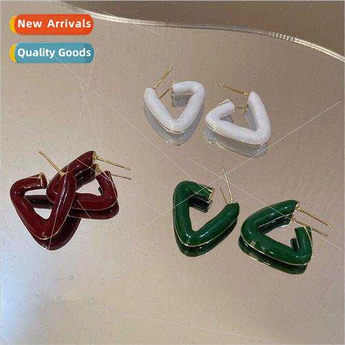 shaped minimalist folded triangle line earrings irregular co