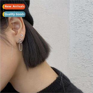 female moo Tassel earrings cold wind simple asymmetric small