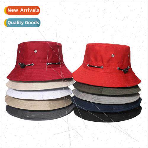 Fishing hat summer breathable basin hat drawstring solid col