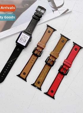 适用Apple  leather studded watch bapple watch8/7/SE/6/5/4/32