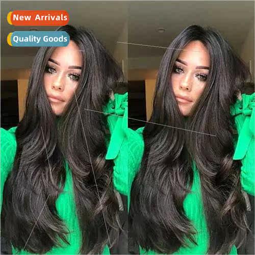 Center parted long curly women long hair big wave curly blac